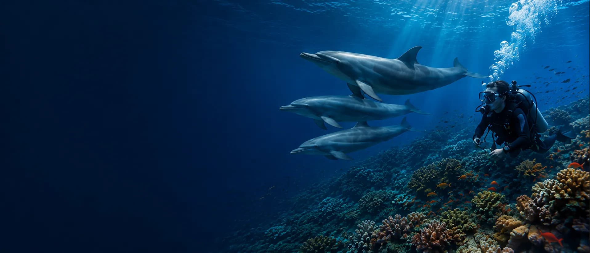 Merulo es delfincsapat a viz alatt Marsa Alamban