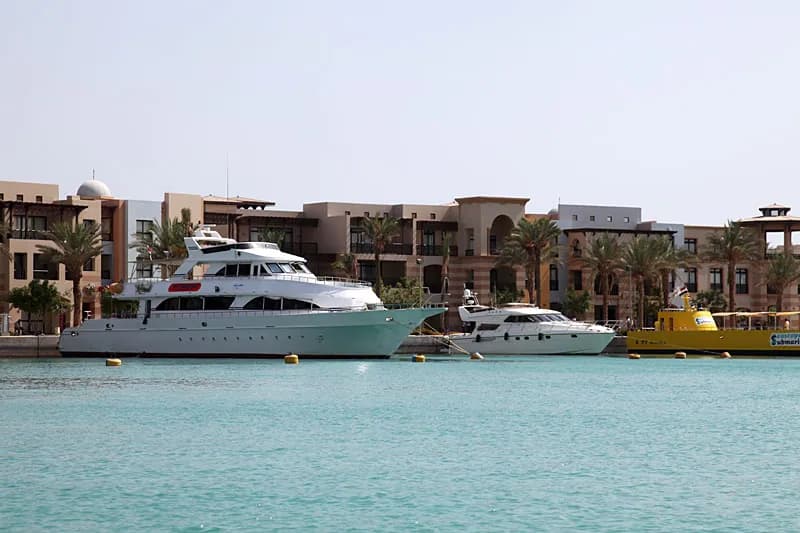 Port Ghalib marina, where the Marsa Mubarak day boat departs